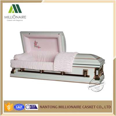 Oblong carnation caskets stainless steel funeral casket burial