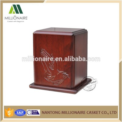 Cheap ash wooden urn manufacturers, praying hand urn